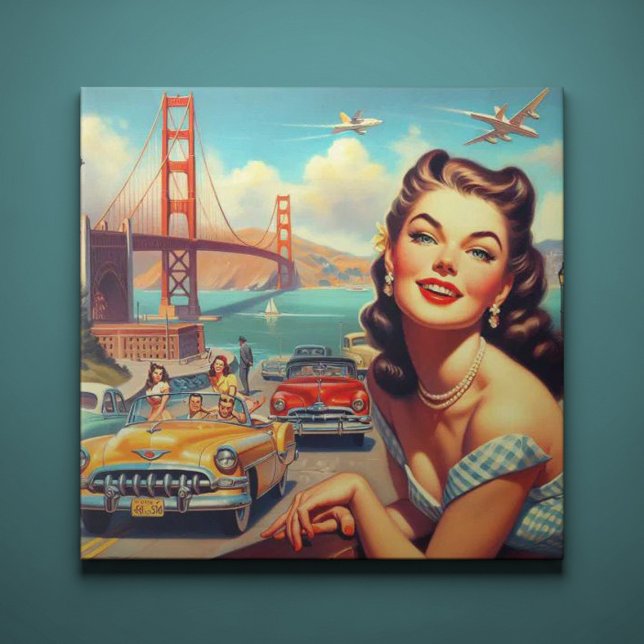 Azulejo Ilustracion Chica Vintage San Francisco (Subido por el creador)