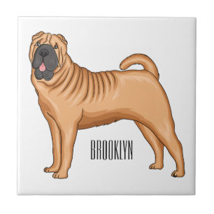 Azulejo Ilustracion chino de personalizado de perro Shar-P