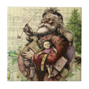 Azulejo Ilustración clásica de Thomas Nast de Santa Claus