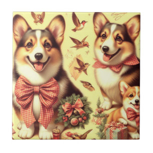 Azulejo Ilustracion Cute Welsh Corgi Cardigan