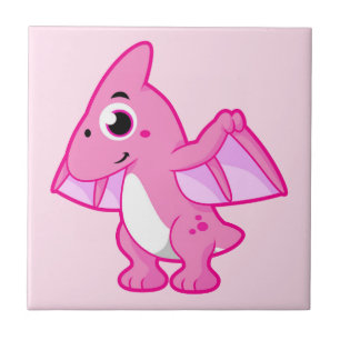 Azulejo Ilustracion Cuto De Un Pterodáctilo.