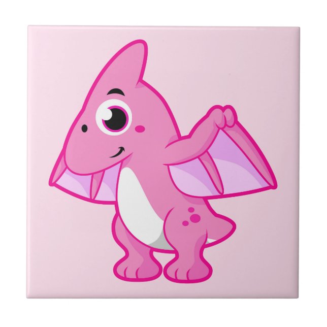 Azulejo Ilustracion Cuto De Un Pterodáctilo. (Frente)
