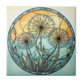 Azulejo Ilustracion Dandelion de vidrio templado