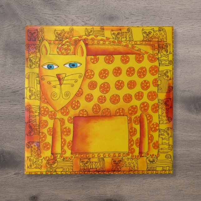 Azulejo Ilustración de acuarela de leopardo estampado (Patterned Leopard Watercolour Illustration Ceramic Tile)