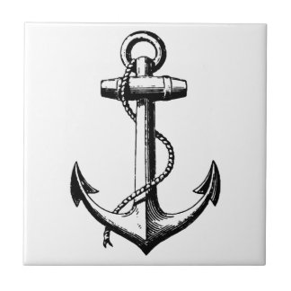 Azulejo Ilustracion de ancla náutica vintage