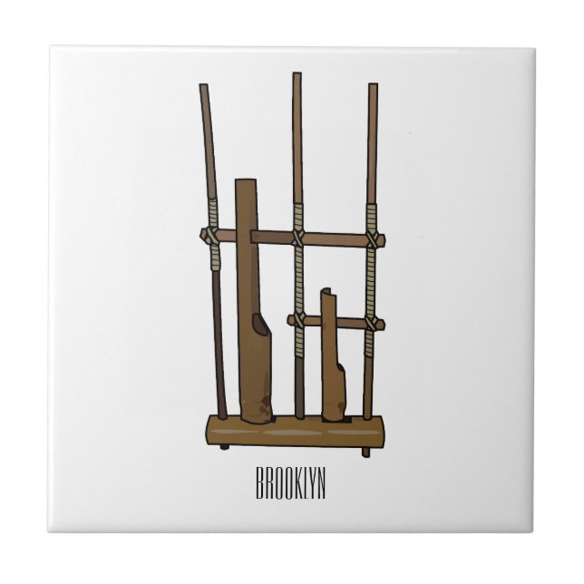 Azulejo Ilustracion de Angklung personalizado (Frente)