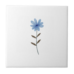 Azulejo Ilustración de Arte Floral Elegante Acuarela Flor