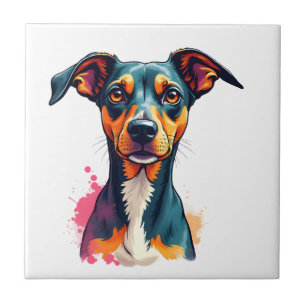 Azulejo Ilustración de arte pop de retrato de perro colori