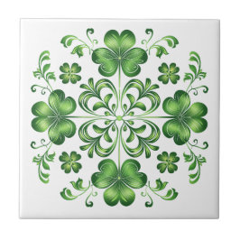 Azulejo Ilustracion de Atracciones Florales Verdes de St. 