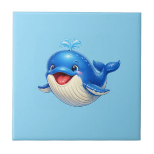 Azulejo Ilustración de ballena linda con ojos grandes Anim