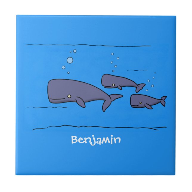 Azulejo Ilustracion de ballenas personalizados migratorias (Frente)