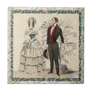 Azulejo Ilustración de boda victoriana vintage de 1844