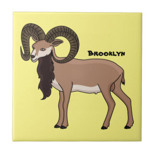 Azulejo Ilustracion de cabra de Mouflon