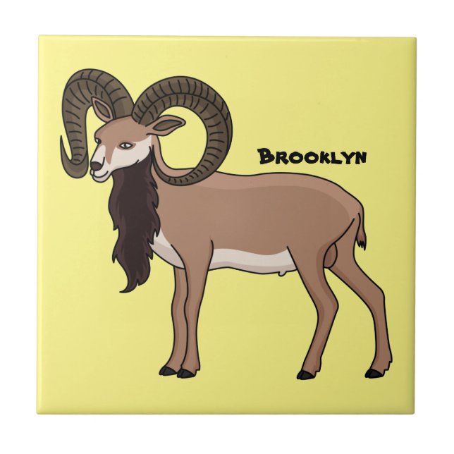 Azulejo Ilustracion de cabra de Mouflon (Frente)