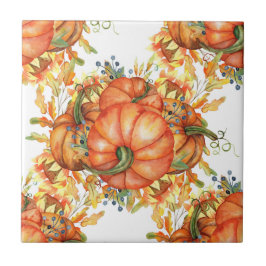 Azulejo Ilustracion de calabaza Naranja de otoño