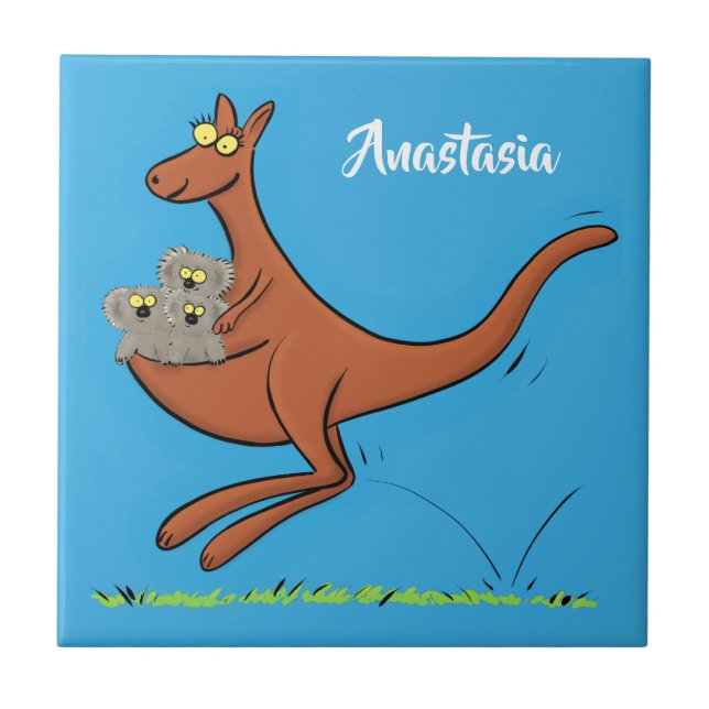 Azulejo Ilustracion de canguro y personalizado de koalas (Frente)
