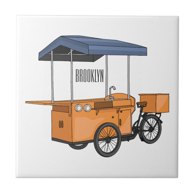 Azulejo Ilustracion de carrito de comida para bicicletas p (Frente)
