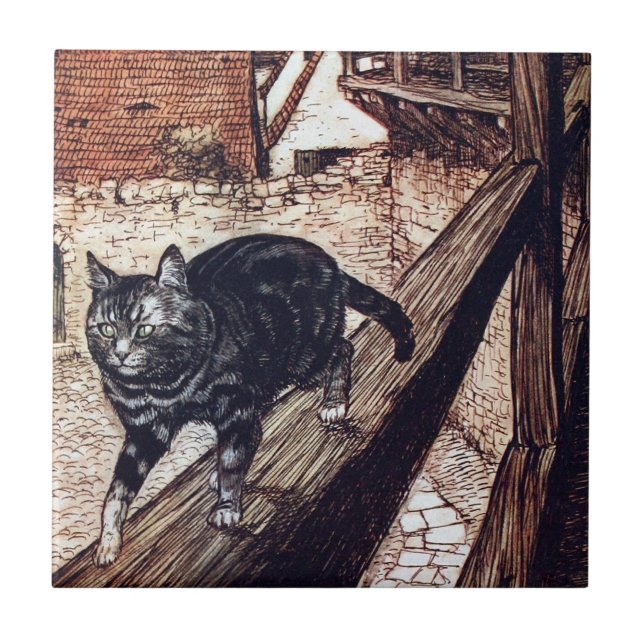 Azulejo Ilustración de Castle Cat Rackham (Frente)