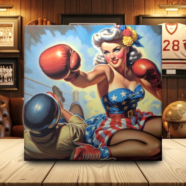 Azulejo Ilustracion de Chica de boxeo de época (Subido por el creador)