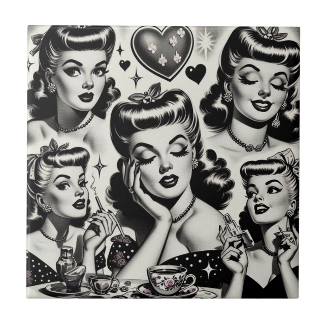 Azulejo Ilustracion de Chica de la cosecha (Frente)