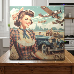 Azulejo Ilustracion de Chica de la cosecha