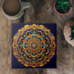 Azulejo Ilustracion de colores azules de Mandala<br><div class="desc">La mandala es un patrón geométrico que suele ser circular,  aunque también puede ser cuadrado. Con patrones repetitivos y formas simétricas que irradian desde un punto central,  crea una composición visualmente impresionante y equilibrada.</div>