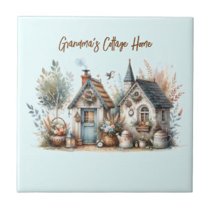 Azulejo Ilustración de Cottage Haven Floral Homes