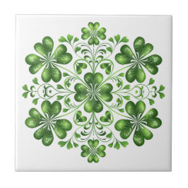 Azulejo Ilustracion de Damasco de Clover Celta Verde Irlan