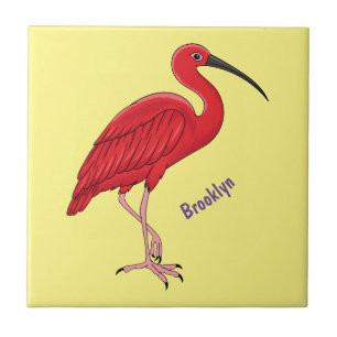 Azulejo Ilustración de dibujos animados de ibis escarlata