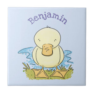 Azulejo Ilustración de dibujos animados de patito bebé ama