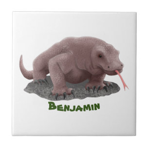 Azulejo Ilustracion de dragón de Komodo