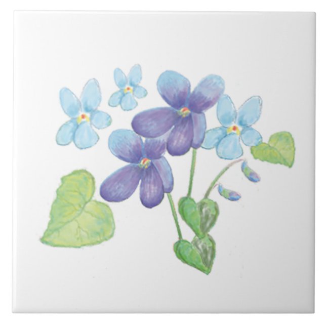 Azulejo Ilustracion de flores violetas silvestres (Frente)