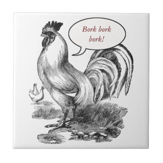 Azulejo Ilustracion de gallo de época