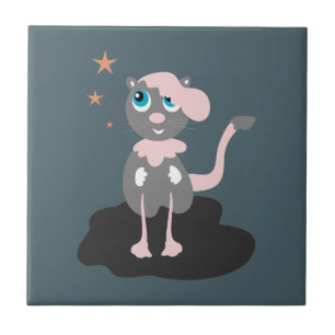 Azulejo Ilustración de gato para niños, gatito de dibujos 