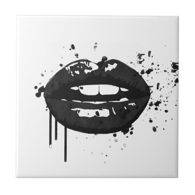 Azulejo Ilustracion de glamour de moda en blanco y negro (Frente)