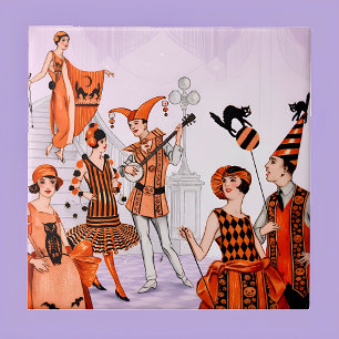 Azulejo Ilustración de Halloween Art Déco – Vintage años 2