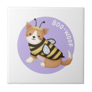 Azulejo Ilustracion de Halloween: Boo-Woof (Corgi galés)