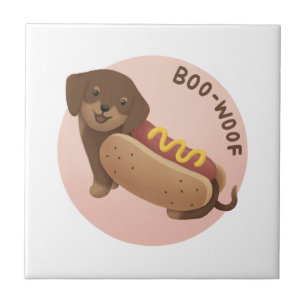Azulejo Ilustracion de Halloween: Boo-Woof (Dachshund)