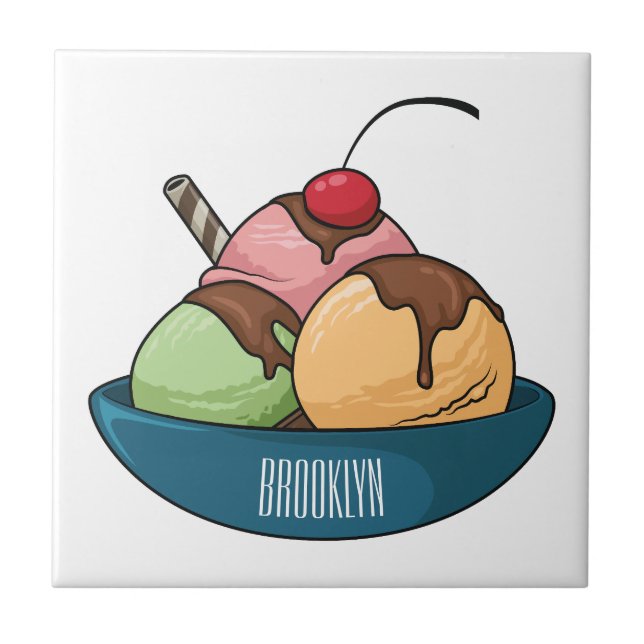 Azulejo Ilustracion de helado personalizado (Frente)