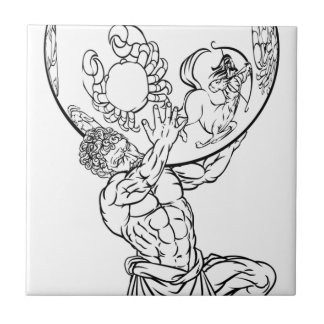 Azulejo Ilustracion de la mitología griega del atlas
