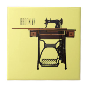 Azulejo Ilustracion de máquina de coser personalizado