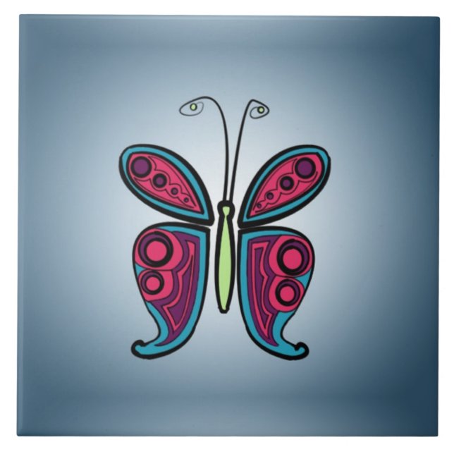 Azulejo Ilustración de mariposa (Frente)