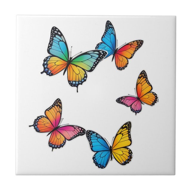 Azulejo Ilustracion de mariposa colorida (Frente)