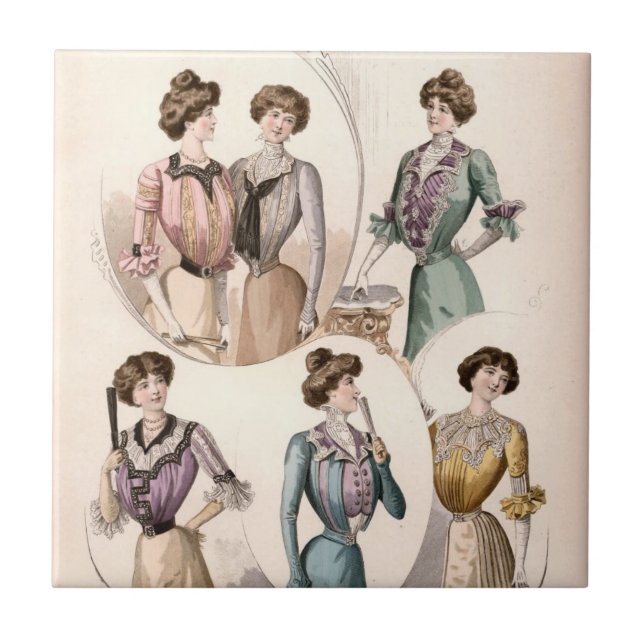 Azulejo Ilustracion de moda Edwardian Lady Vintage (Frente)