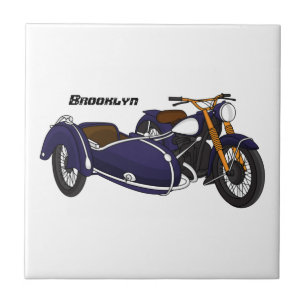 Azulejo Ilustracion de motocicleta púrpura de Sidecar