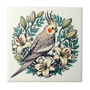 Azulejo Ilustracion de pájaro Cockatiel