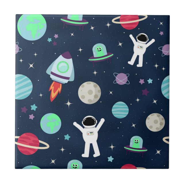 Azulejo Ilustracion de patrón de espacio (Frente)