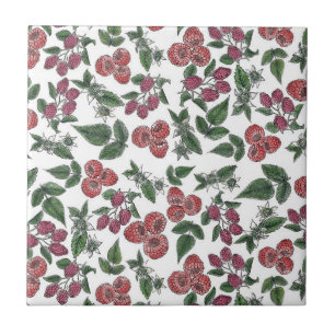 Azulejo Ilustración de patrón de hojas de fruto de frambue
