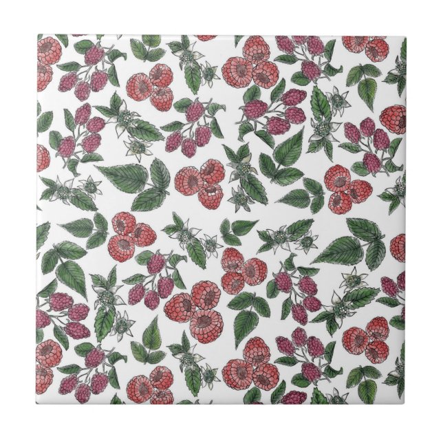 Azulejo Ilustración de patrón de hojas de fruto de frambue (Frente)