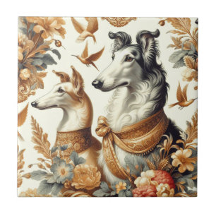 Azulejo Ilustracion de perro de Borzoi Vintage